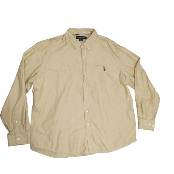 U.S POLO ASSN. Button-Up Shirt Long Sleeve Chambray Solid Blue Men's Size 3XL - Picture 1 of 13